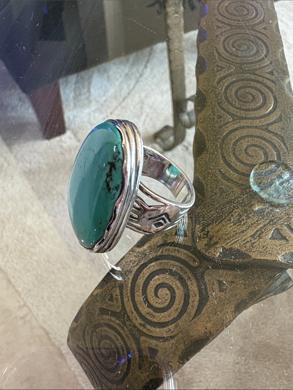 Silpada Sterling Silver Ring with Turquoise Green Oval Stone